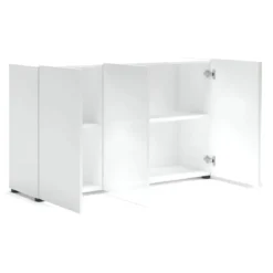 Mobile a 3 Ante con Ripiani Credenza 135x38x80 cm Bianco Lucido