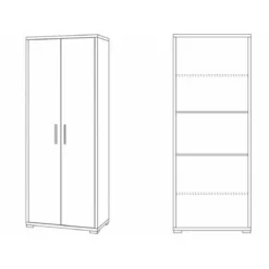 Mobile 2 Ante Bianco Nero Armadio Alto 180 cm Ripiani Scaffali Camera