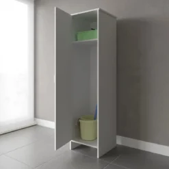 Mobile Bagno a Colonna in PVC Bianco 46,5x49x182 cm Lavanderia