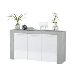 Mobile Basso 3 Ante Buffet Ingresso Bianco Dispensa Soggiorno Salotto Parete Tv