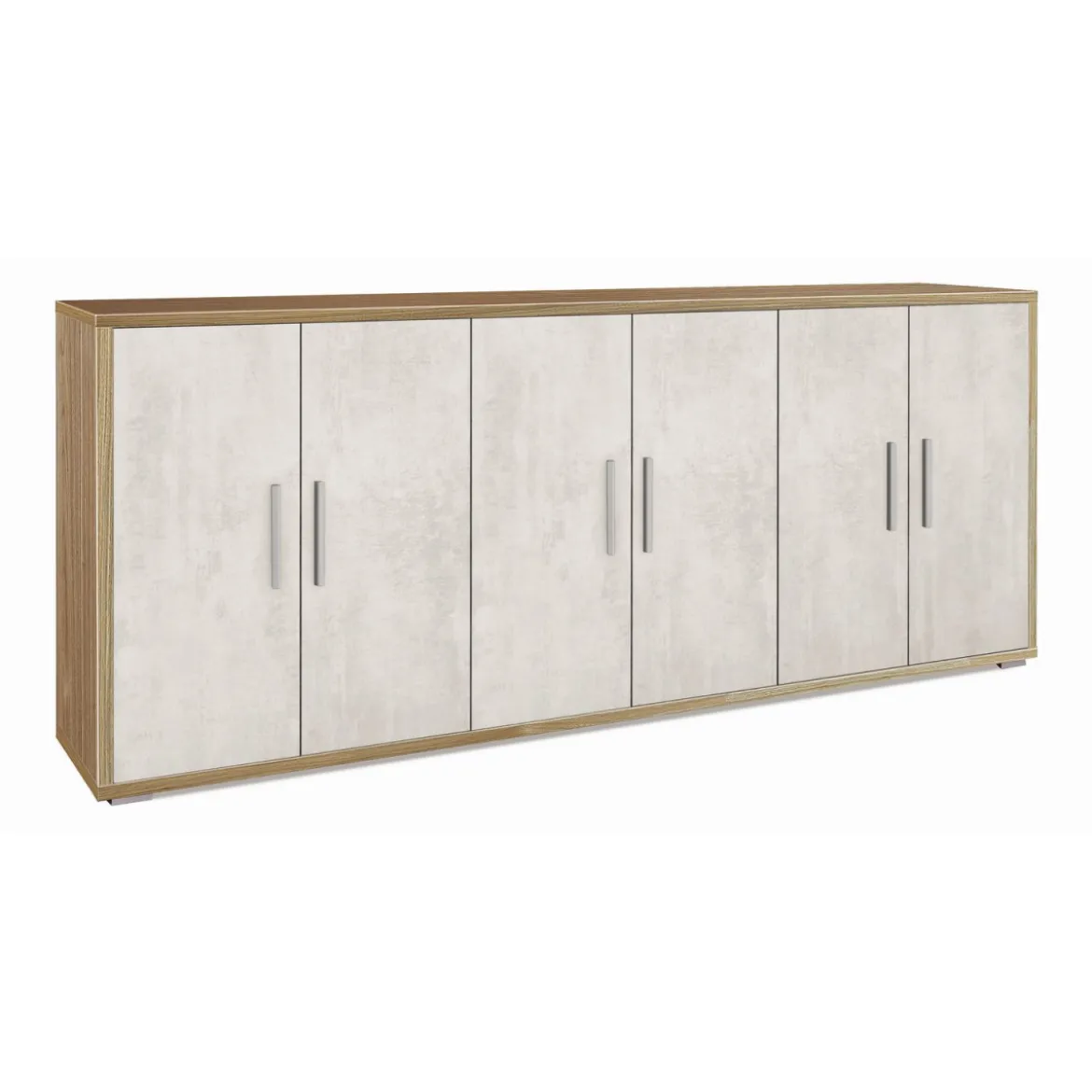 Mobile Basso Armadio Noce Bianco TV Moderno Credenza 6 Ante 200 cm Legno