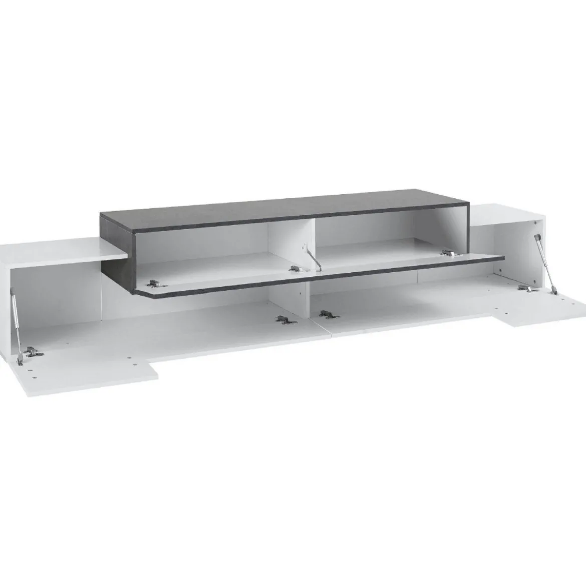 Mobile Bianco Grigio Basso con Ante a Ribalta 240 cm Porta TV Credenza