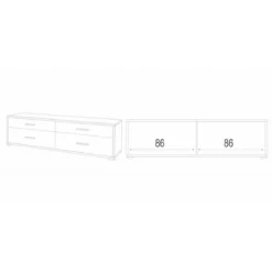 Mobile Bianco Nero TV 4 Cassetti Moderno Cassettiera Credenza 180 Legno