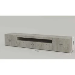 Mobile Cemento 200 Basso Moderno Porta TV Soggiorno con 2 Ante Ribalta