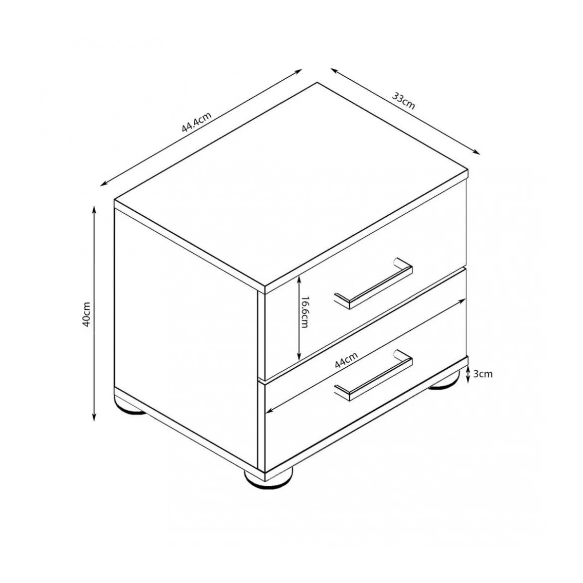 Mobile Comodino con 2 Cassetti Grigio Olmo Camera da Letto Design