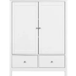 Mobile Contenitore Bianco 2 Ante 2 Cassetti Armadio Camera da Letto