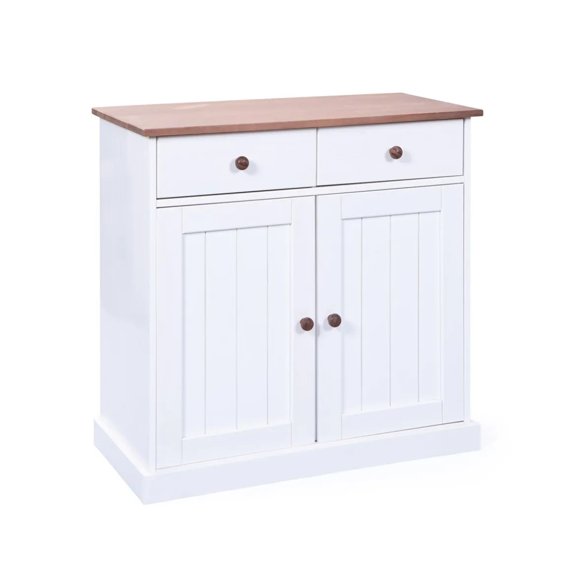 Mobile Credenza 2 Ante 2 Cassetti Bianco Noce Madia Dispensa Buffet da Cucina