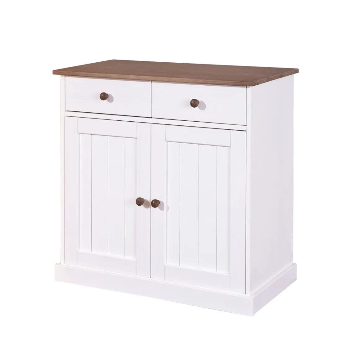 Mobile Credenza 2 Ante 2 Cassetti Bianco Noce Madia Dispensa Buffet da Cucina