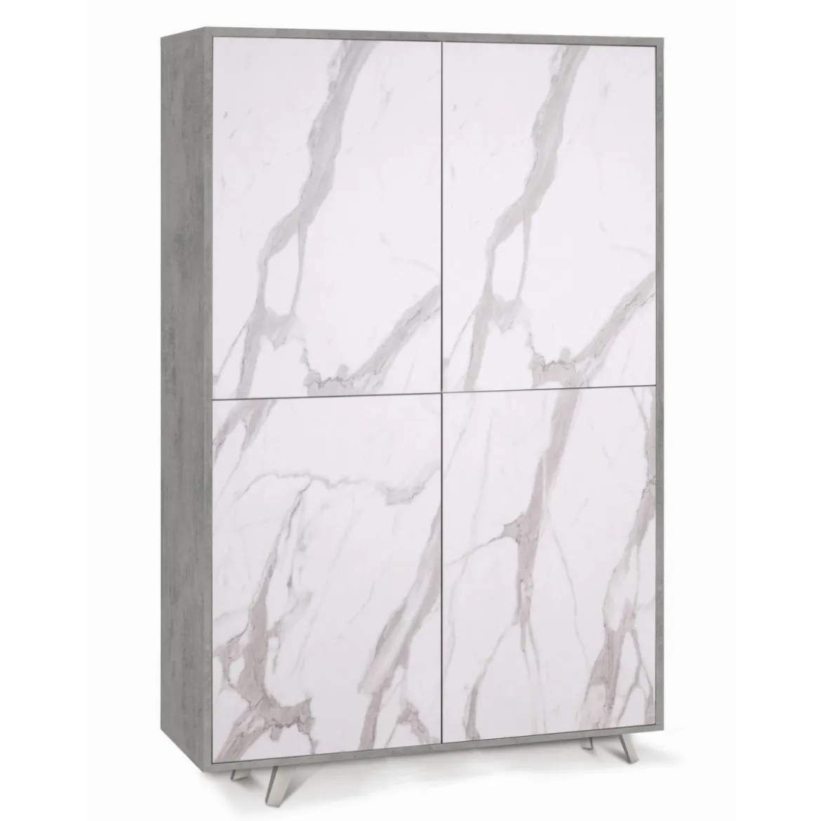 Mobile Credenza 4 Ante Cemento Marmo Madia Buffet Armadio Dispensa Piattaia