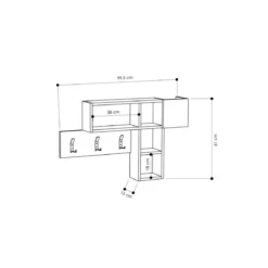 Mobile da Ingresso a Muro Ganci Appendiabiti Ripiani Parete in Legno Bianco