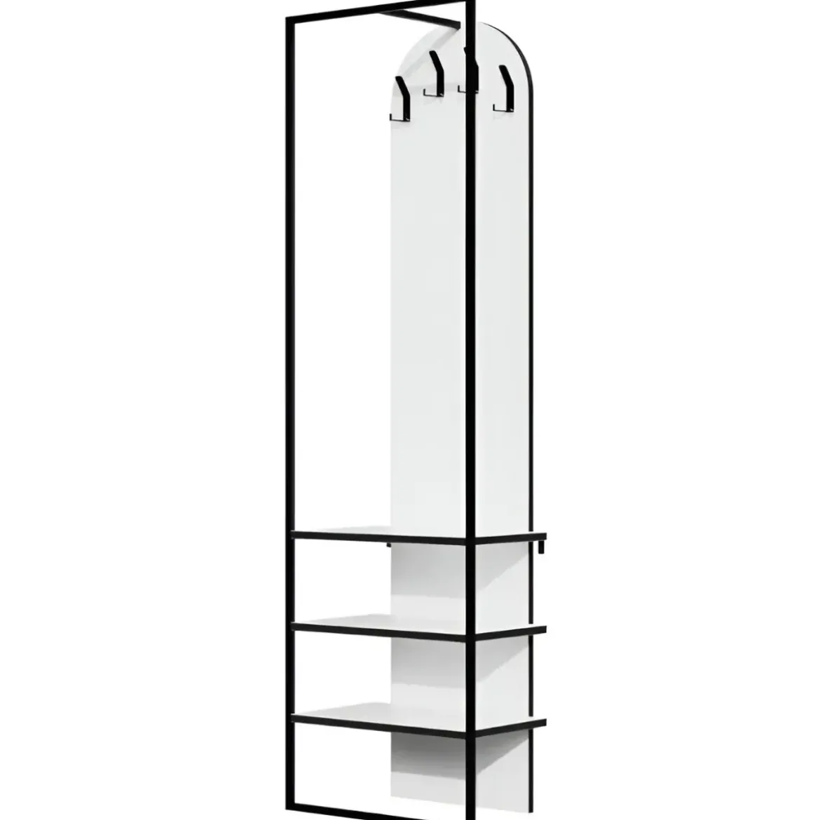 Mobile da Ingresso Appendiabiti Scarpiera Bianco 4 Ganci 3 Ripiani