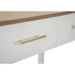 Mobile da Ingresso in Legno Bianco con 3 Cassetti Piano Marrone