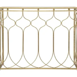 Mobile da Ingresso in Metallo Oro 96,5x41x78 cm Moderno Geometrico