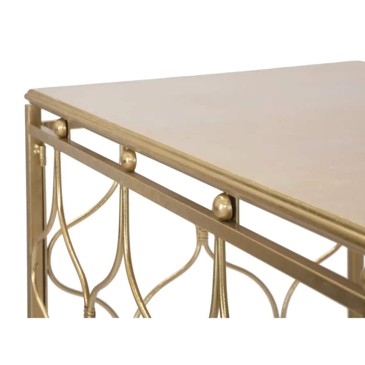 Mobile da Ingresso in Metallo Oro 96,5x41x78 cm Moderno Geometrico