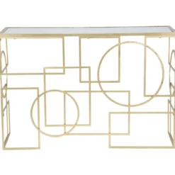 Mobile da Ingresso Metallo Oro Vetro Specchiato 120x41x81 cm Moderno