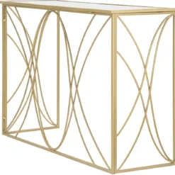 Mobile da Ingresso Metallo Oro Vetro Specchiato 120x40x80 cm Moderno
