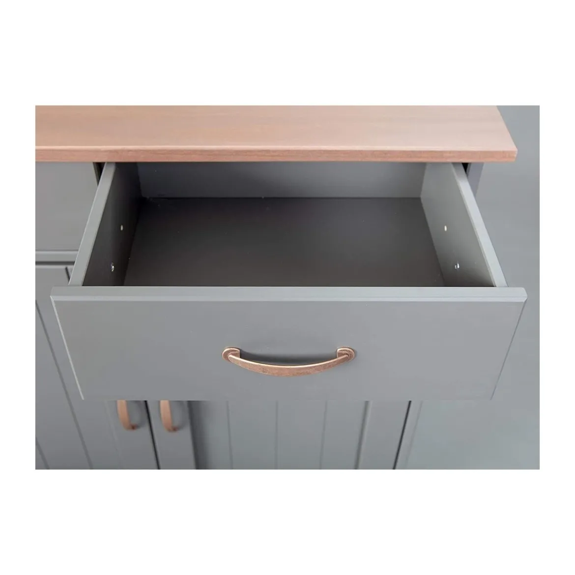 Mobile Grigio a 2 Ante 2 Cassetti Credenza in Legno Dispensa Soggiorno Cucina