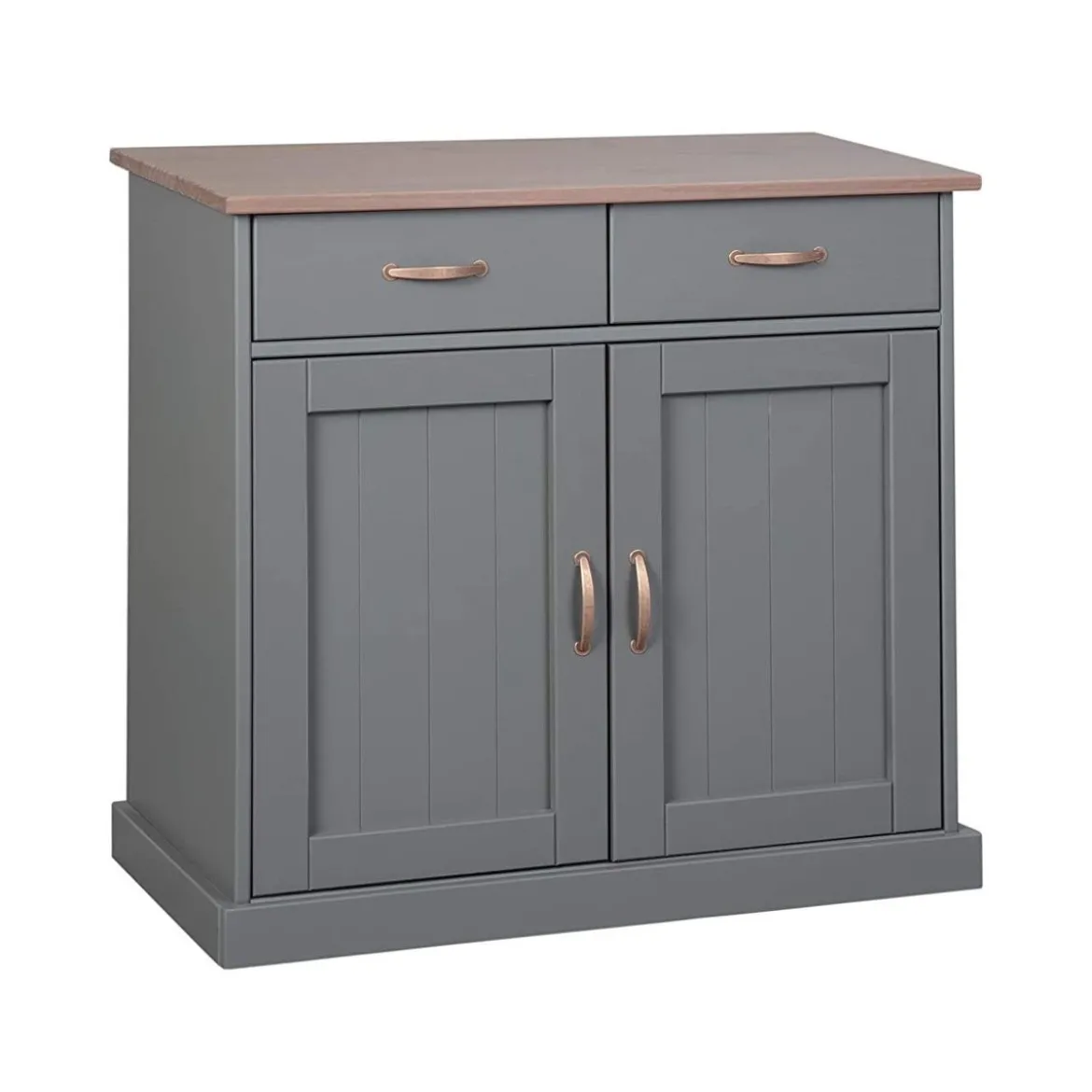 Mobile Grigio a 2 Ante 2 Cassetti Credenza in Legno Dispensa Soggiorno Cucina