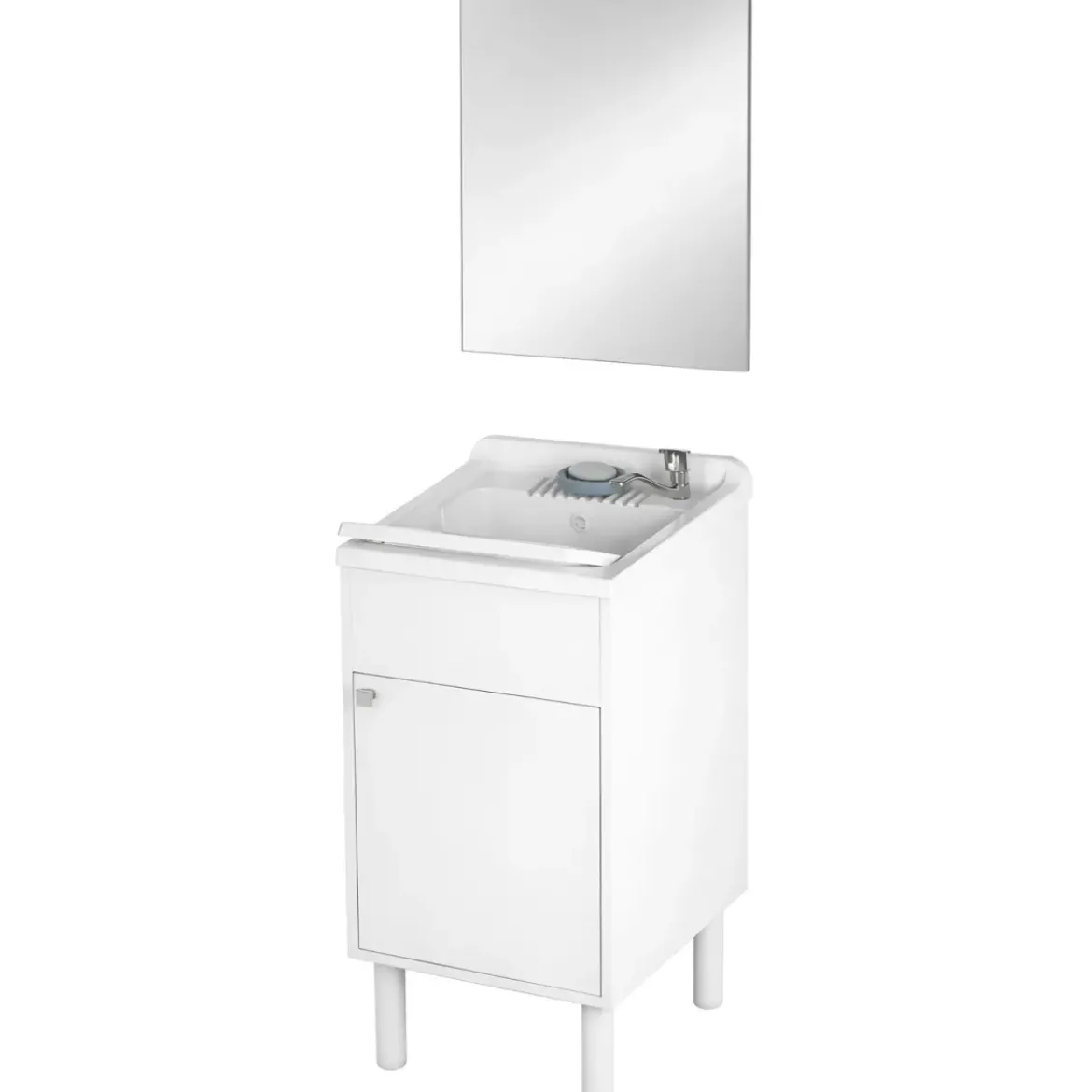 Mobile Lavatoio 45x50x85 cm con Specchio 45x60x5 cm Bianco