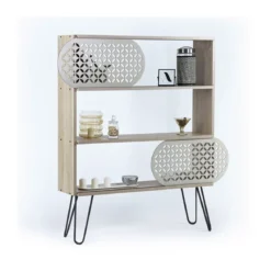 Mobile Libreria Slim Rovere Ripiani Moderna Mensole Scaffali Salvaspazio Ufficio