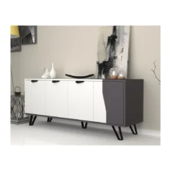 Mobile Madia 160 cm 4 Ante Bianco Ghisa Porta Tv Buffet Credenza Contenitore