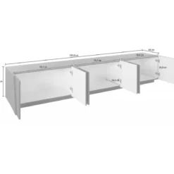 Mobile Moderno 240 Basso Porta TV Ardesia Soggiorno Anta Battente Credenza