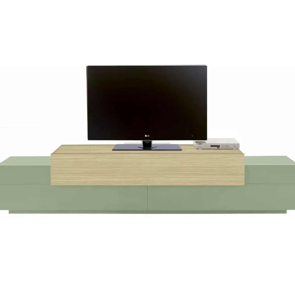 Mobile Porta Televisore Verde Salvia Rovere da Appoggio 3 Ante Ribalta