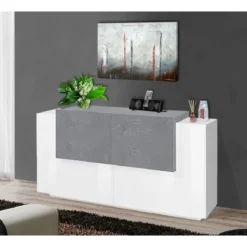 Mobile Porta TV Bianco Acero 160 cm Madia Bassa per Soggiorno
