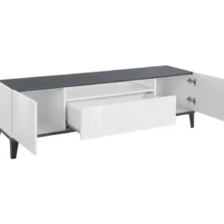 Mobile Porta TV Bianco Laccato Ardesia 160 cm Madia Bassa per Soggiorno