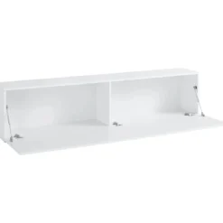 Mobile Porta TV Bianco Lucido con 1 Anta 180 cm Madia Bassa per Soggiorno