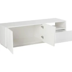 Mobile Porta TV Bianco Madia con 2 Ante 150 cm Bassa per Soggiorno