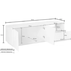 Mobile Porta TV Madia 150 cm Bassa con 2 Ante per Soggiorno Ardesia