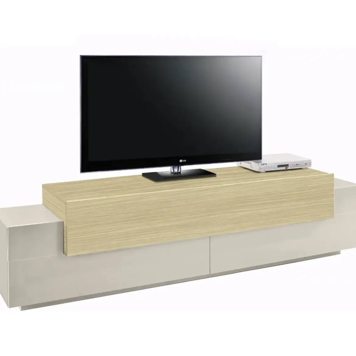 Mobile TV 200 cm 3 Ante a Ribalta Beige Rovere da Appoggio per Salotto