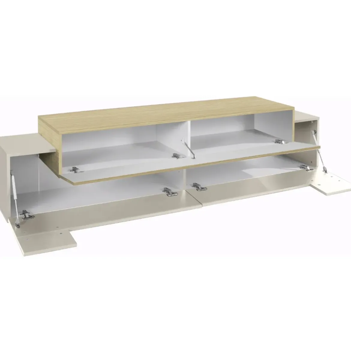 Mobile TV 200 cm 3 Ante a Ribalta Beige Rovere da Appoggio per Salotto