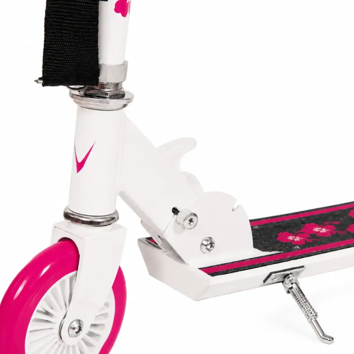 Monopattino Bambini 2 Ruote Pieghevole Bianco Fucsia Altezza Regolabile