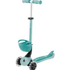 Monopattino Evolutivo per Bambini 3 in 1 Verde Menta con Luci LED 50kg