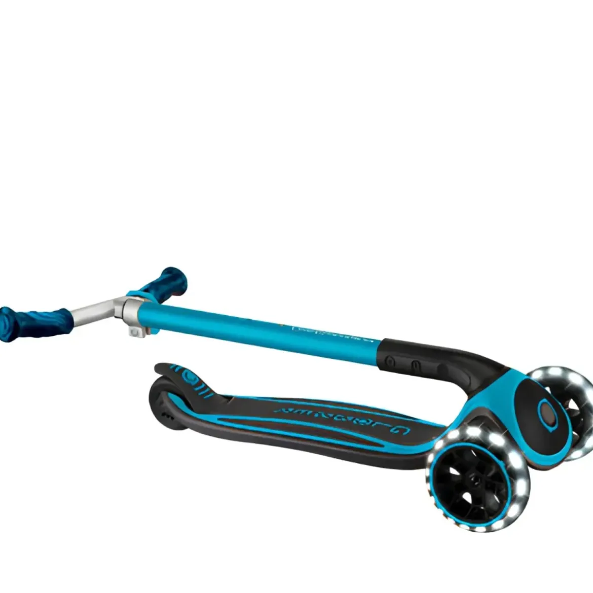 Monopattino per Bambini a 3 Ruote Celeste Regolabile con Luci LED