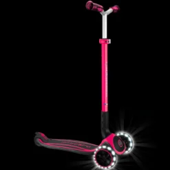Monopattino per Bambini a 3 Ruote Fucsia Regolabile con Luci LED