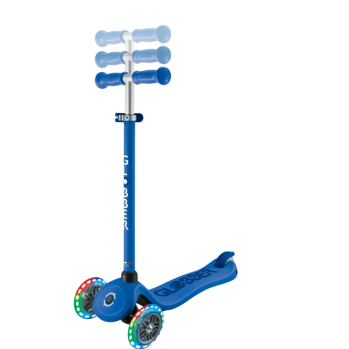 Monopattino per Bambini 3 in 1 Blu Navy Regolabile 50 kg Ruote LED
