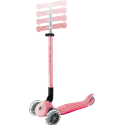 Monopattino per Bambini 3 Ruote Rosa Pastello con Luci LED Regolabile