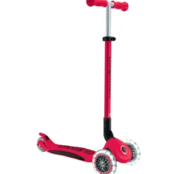 Monopattino 3 Ruote Bambini Pieghevole Regolabile Ruote LED Rosso Nero
