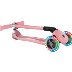 Monopattino 3 Ruote Bambini Rosa Pastello Pieghevole Luci LED 50 kg