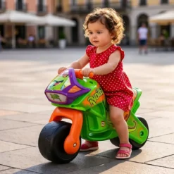 Moto Cavalcabile per Bambini Verde Dinosauro per Equilibrio 30 kg