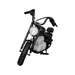 Moto Elettrica per Bambini Chopper Nero 24V 200W Sedile in Pelle