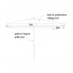 Ombrellone Avorio Quadrato 3x3 Tavolo Terrazzo Estate Giardino Ombra