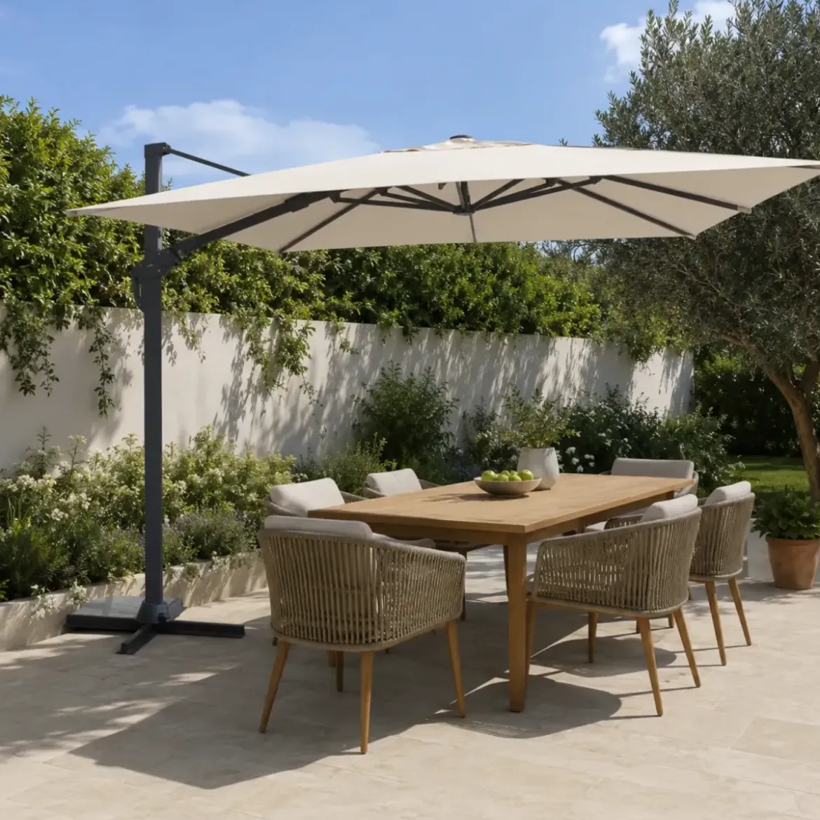 Ombrellone da Giardino Grigio 3x3 Palo Decentrato Alluminio Antracite