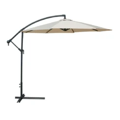 Ombrellone Laterale 300 cm Ecru Palo in Metallo Grigio Regolabile
