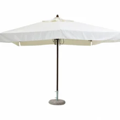 Ombrellone per Giardino 3x3 Quadrato Palo Centrale Bianco Legno