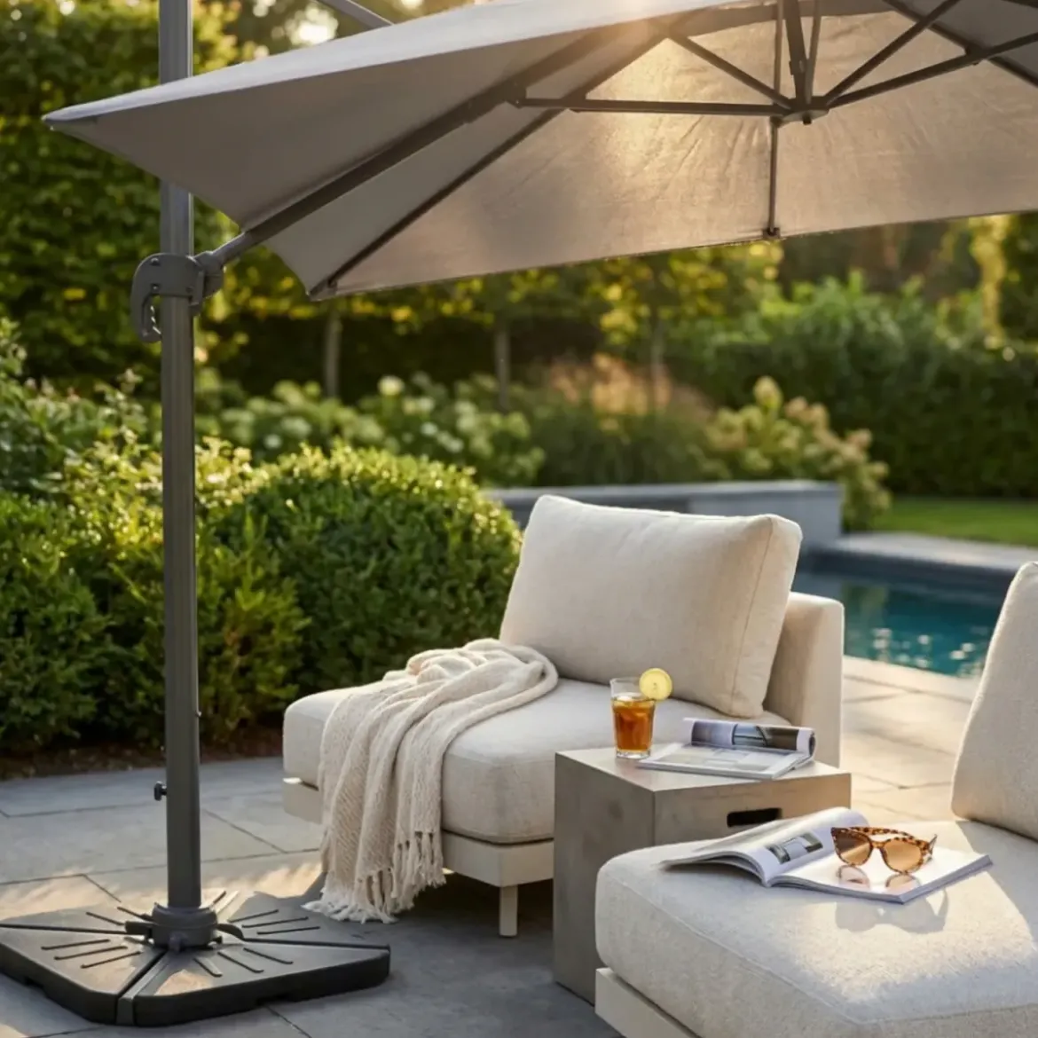 Ombrellone Rettangolare 3x4 m Palo Laterale Grigio Antracite Girevole