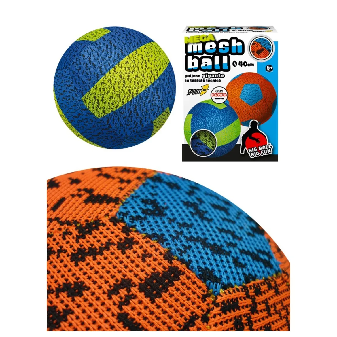Palla Bambini da Calcio Pallavolo in Tessuto 40 cm con Pompa Aria
